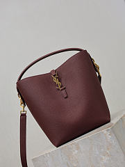 YSL Le 37 Supple In Grained Leather In Burgundy - 25x20x16cm - 4