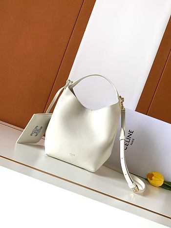 Celine Small Hobo In Supple Smooth Calfskin Rice - 31x18x6cm