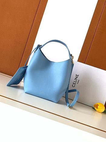 Celine Small Hobo In Supple Smooth Calfskin Sky Blue - 31x18x6cm