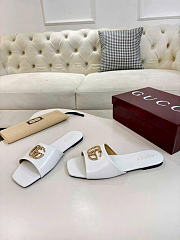 Gucci Slide Sandal with Double G White Leather - 4