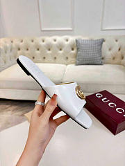 Gucci Slide Sandal with Double G White Leather - 3