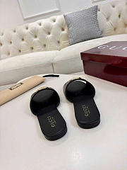 Gucci Slide Sandal with Double G Black Leather - 6