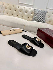 Gucci Slide Sandal with Double G Black Leather - 3