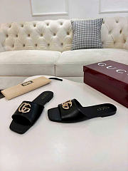 Gucci Slide Sandal with Double G Black Leather - 2