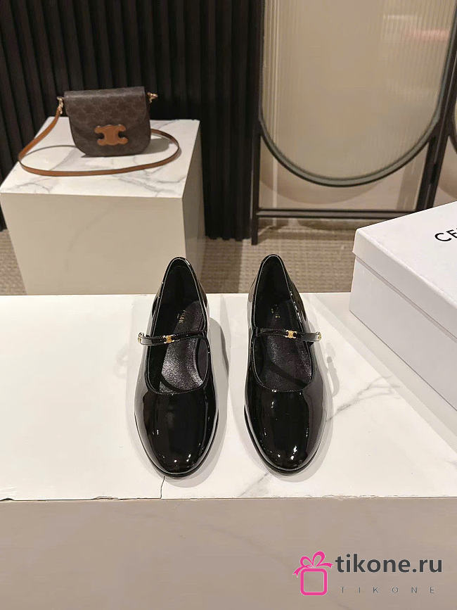 Celine City Ballerina In Glossy Calfskin Black  - 1
