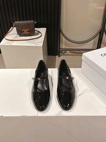 Celine City Ballerina In Glossy Calfskin Black 