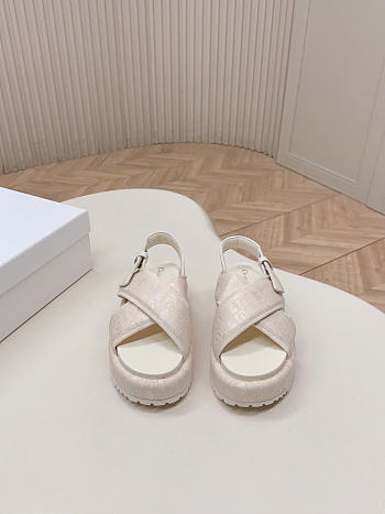 Dior D-Lane Platform Sandal White Padded Lambskin 4cm