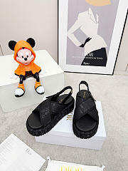 D-Lane Platform Sandal Shiny Technical Fabric with Black Dior Oblique Print 4cm - 1