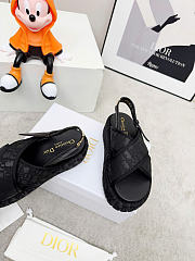 D-Lane Platform Sandal Shiny Technical Fabric with Black Dior Oblique Print 4cm - 6