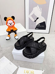 D-Lane Platform Sandal Shiny Technical Fabric with Black Dior Oblique Print 4cm - 5