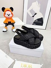 D-Lane Platform Sandal Shiny Technical Fabric with Black Dior Oblique Print 4cm - 3