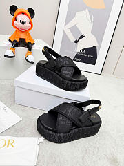 D-Lane Platform Sandal Shiny Technical Fabric with Black Dior Oblique Print 4cm - 2