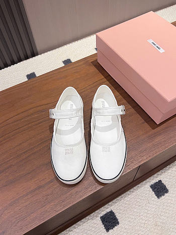 Miumiu Drill Ballerinas Malt White 5F369E