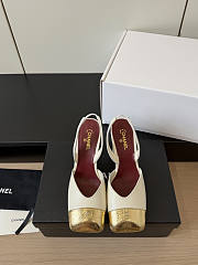 Chanel Slingbacks Lambskin & Crackled Laminated Calfskin White & Gold 90mm - 4