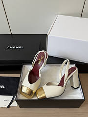 Chanel Slingbacks Lambskin & Crackled Laminated Calfskin White & Gold 90mm - 3
