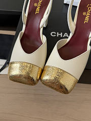 Chanel Slingbacks Lambskin & Crackled Laminated Calfskin White & Gold 90mm - 2