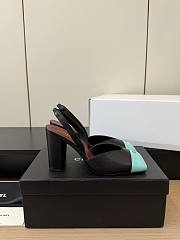 Chanel Slingbacks Lambskin & Patent Calfskin Black & Green 90mm - 5