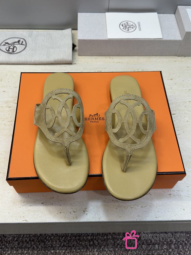 Hermes Mage Sandal Suede Beige  - 1
