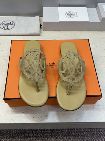 Hermes Mage Sandal Suede Beige 