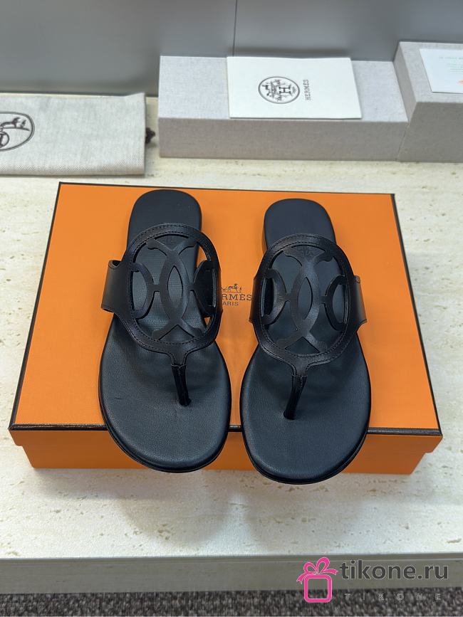 Hermes Mage Sandal Calfskin Black  - 1