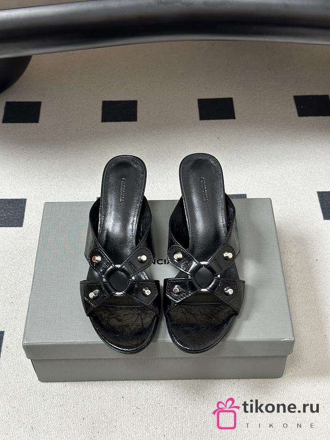 Balenciaga City Sandal in Black Arena Lambskin 70mm - 1