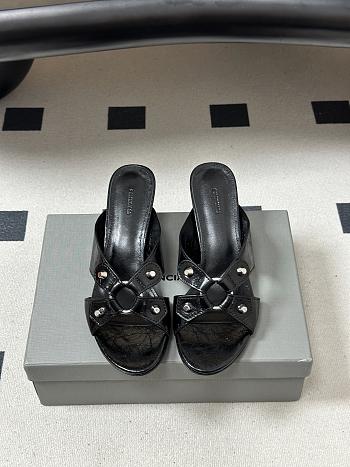 Balenciaga City Sandal in Black Arena Lambskin 70mm