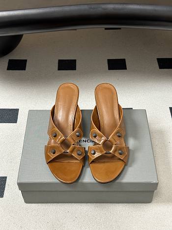 Balenciaga City Sandal in Brown Arena Lambskin 70mm