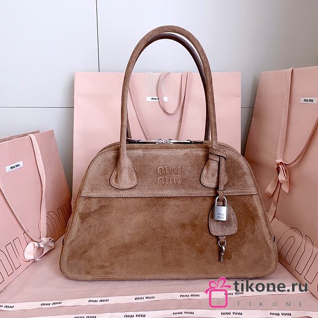 Miumiu Medium Vivant Suede Bag Brown 5BB196 - 40x24x13cm - 1