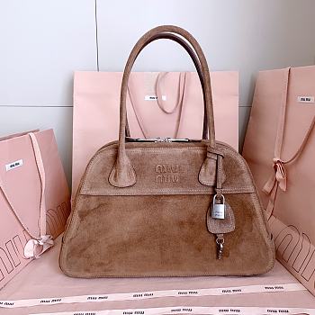 Miumiu Medium Vivant Suede Bag Brown 5BB196 - 40x24x13cm