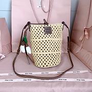Miumiu Raffia Crochet Pouch Beige/Cognac 5BE104 - 22.5x14x14cm - 1