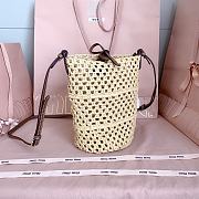 Miumiu Raffia Crochet Pouch Beige/Cognac 5BE104 - 22.5x14x14cm - 4