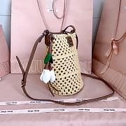Miumiu Raffia Crochet Pouch Beige/Cognac 5BE104 - 22.5x14x14cm - 3