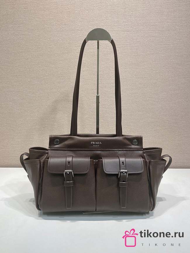 Prada Route Medium Leather Tote Bag Brown 1BG645 - 30x22x15cm - 1