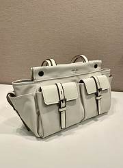 Prada Route Medium Leather Tote Bag White 1BG645 - 30x22x15cm - 6