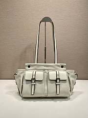 Prada Route Medium Leather Tote Bag White 1BG645 - 30x22x15cm - 3