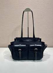 Prada Route Medium Canvas and Leather Tote Bag Black 1BG645 - 30x22x15cm - 6