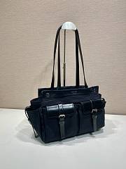 Prada Route Medium Canvas and Leather Tote Bag Black 1BG645 - 30x22x15cm - 2