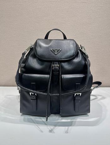 Prada Black Large Leather Backpack 2VZ110 - 39x34x15cm