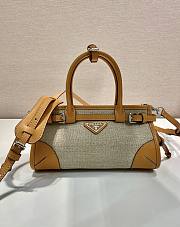 Prada Bonnie Small Linen And Leather Handbag Rope/Natural 1BA486 - 23.5x12x9cm - 1