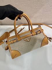Prada Bonnie Small Linen And Leather Handbag Rope/Natural 1BA486 - 23.5x12x9cm - 6