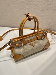 Prada Bonnie Small Linen And Leather Handbag Rope/Natural 1BA486 - 23.5x12x9cm - 5