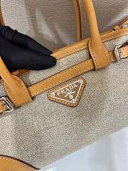 Prada Bonnie Small Linen And Leather Handbag Rope/Natural 1BA486 - 23.5x12x9cm - 4