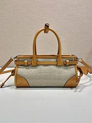 Prada Bonnie Small Linen And Leather Handbag Rope/Natural 1BA486 - 23.5x12x9cm - 2