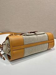 Prada Bonnie Medium Linen And Leather Handbag Rope/Natural 1BA426 - 32x15.5x12cm - 4