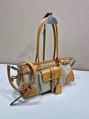 Prada Bonnie Medium Linen And Leather Handbag Rope/Natural 1BA426 - 32x15.5x12cm - 2