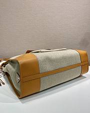 Prada Bonnie Large Linen And Leather Handbag Rope/Natural 1BA433 - 38x24x12cm - 6