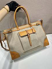 Prada Bonnie Large Linen And Leather Handbag Rope/Natural 1BA433 - 38x24x12cm - 5