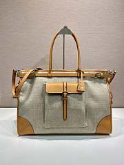 Prada Bonnie Large Linen And Leather Handbag Rope/Natural 1BA433 - 38x24x12cm - 4