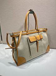 Prada Bonnie Large Linen And Leather Handbag Rope/Natural 1BA433 - 38x24x12cm - 3