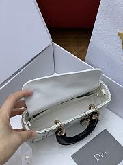 Dior Mini Lady D-Joy Bag White Macrocannage Calfskin with Contrasting Black Topstitching - 19x10.5x5.5cm - 3